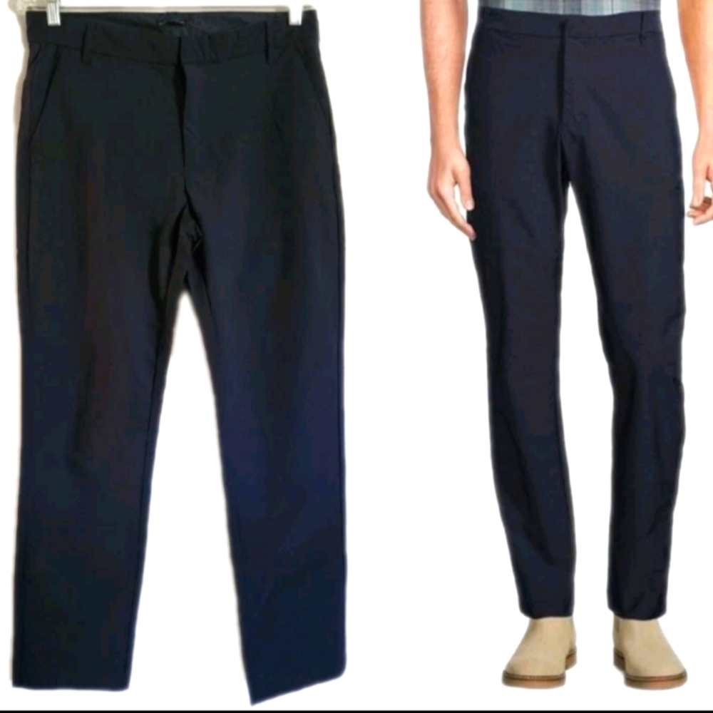 Zachary Prell TRINITY Chino Pants Flat Front Hidden Zip Back Pockets Navy 32x32
